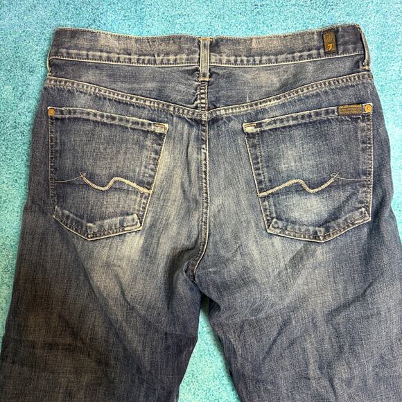 7 For All Mankind Men’s Jeans 33x29 Blue Relaxed Straight Button Fly Made in USA - Picture 12 of 16